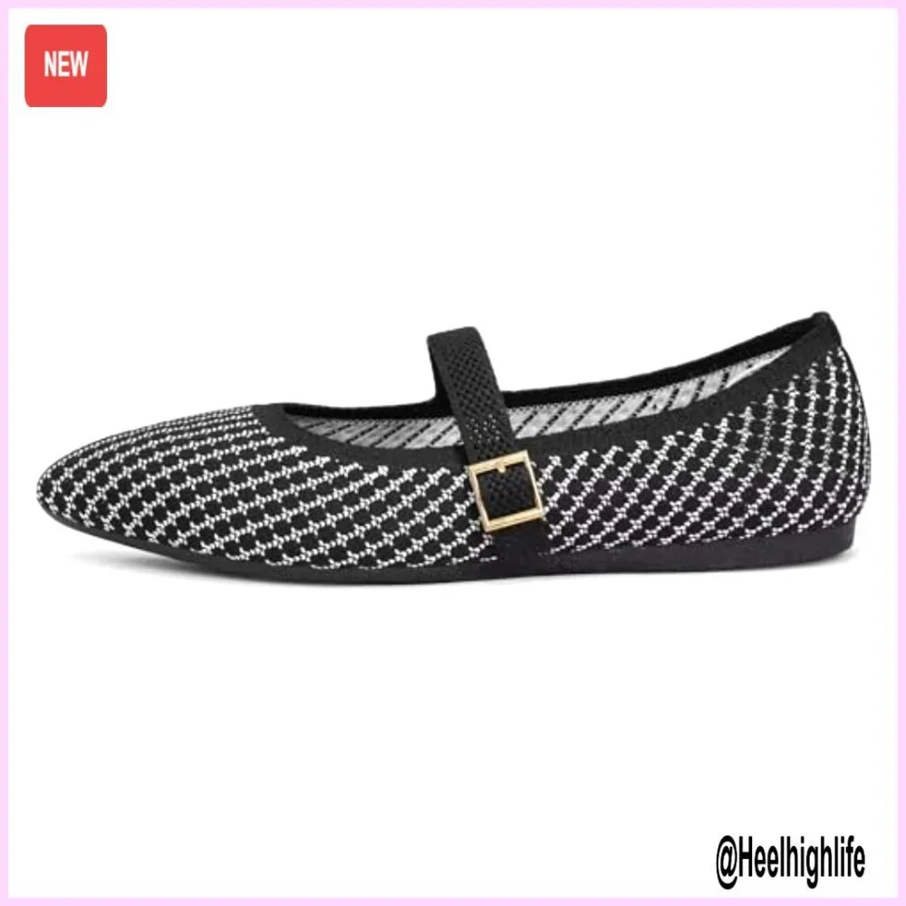 Pointed Toe Mesh Flats with Adjustable Strap, Lightweight Dressy Casual Walking